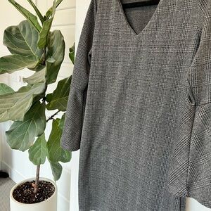 Dex Charcoal Checkered V-Neck Dress